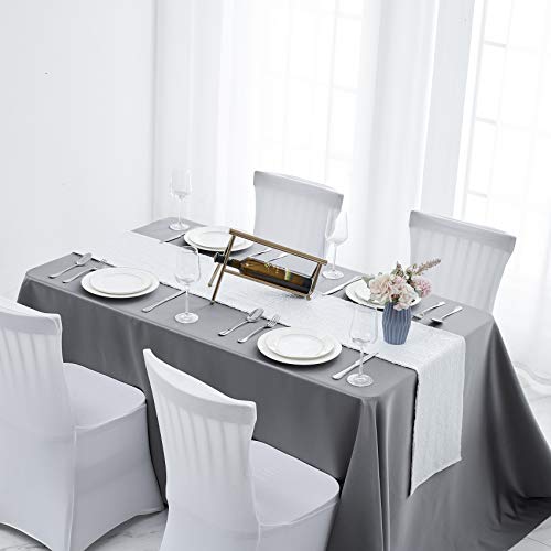 Pufogu 12 x 72 inches White Sequin Table Runner, 2 Packs - color: White