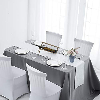 Pufogu 12 x 72 inches White Sequin Table Runner, 2 Packs - color: White