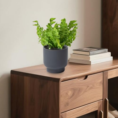 Grey Ceramic Plant Pots - Succulent Flower Small Planter, Pot for Indoor Outdoor Garden Plants with Drainage Holes - Plants Not Included 4.33 X4.33 Inch - color: Gray