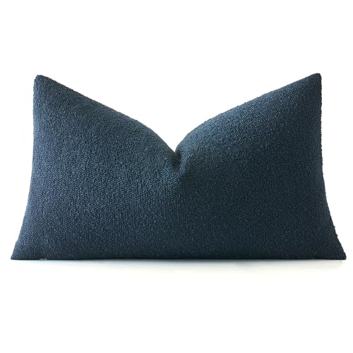 MIULEE Textured Boucle Lumbar Pillow Cover for Bed 12x20 Navy Blue - color: Navy Blue, size: 20" x 12" (Pack of 1)