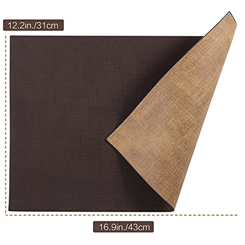 SUEH DESIGN Leather Placemats Table Mats Set of 6, Brown and Tan - color: A: Brown & Tan