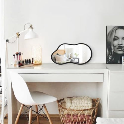 AAZZKANG Irregular Wall Mirror Black Wood Framed Small Asymmetrical - color: Black, size: 14"L x 8"W