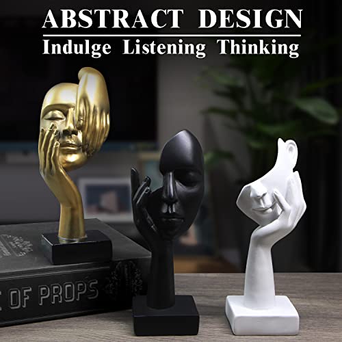 3 Pcs Thinker Statue,Modern Home Sculptures,Collectible Figurines - color: 3 Pcs Black-2