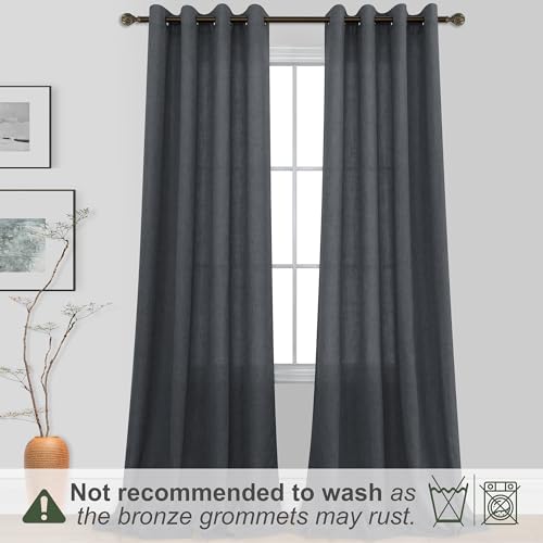 KOUFALL Dark Grey Curtains 108 Inches Long for Living Room 2 Panels Set Grommet Sheer Curtains 108 Inch Length,Charcoal Gray - color: Dark Grey, size: 52"W x 108"L (Pack of 2)