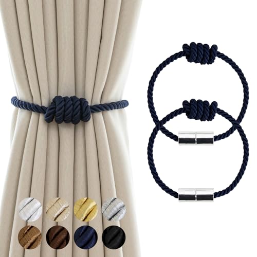 Curtain Tiebacks Magnetic Decorative Rope Tie Backs Holdbacks Contoeey - color: Navy