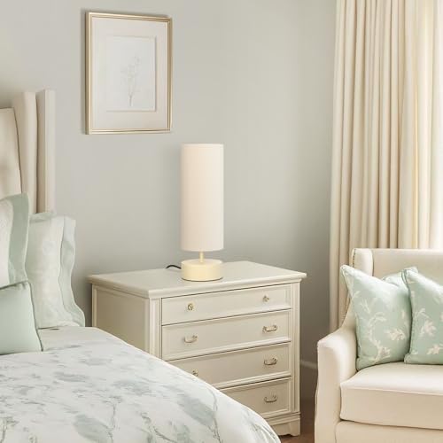 Touch Control Table Lamp, 3 Way Dimmable Bedside Lamp, Modern Desk Lamp - color: Cream Base with Beige Shade