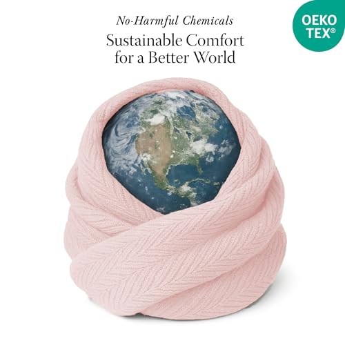 Threadmill Luxury 100% Cotton Queen Herringbone Blanket, English Rose - color: English Rose, size: Queen (90" x 92")
