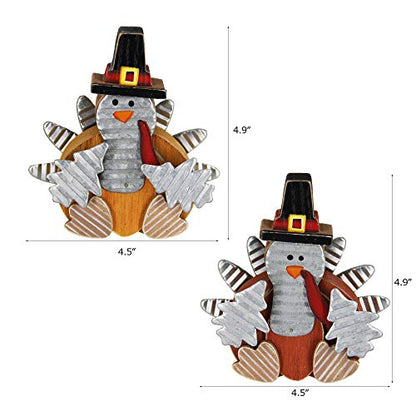 Zcaukya 2 Pack Thanksgiving Wooden Turkeys Decorations Indoor - size: style 2