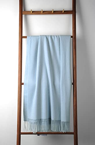 EP Mode 100% Pure Cashmere Throw Blanket for Sofa, Baby Blue - color: Baby Blue