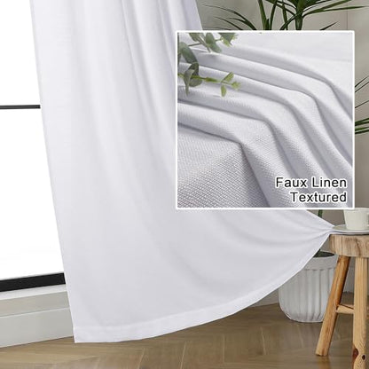 Lecloud White Curtains 63 Inch Length for Bedroom, 2 Panels Set - color: White, size: 40"W x 63"L (Pack of 2)