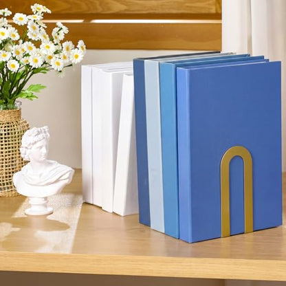 Chunful 6 Pcs Gold Metal BookEnds Shelves, 5.5 x 3.75 x 2.25 in - color: Gold, size: 5.5*3.75*2.25inch