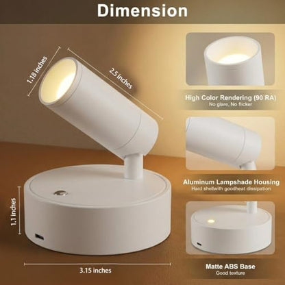Magnetic Rechargeable Picture Light 2 Pack, Wireless Art Spotlight with Remote & Touch Control, 3 Color Temps Dimmable Wall Light, 2000mAh Battery Accent Lighting for Painting, Gallery, Display - color: White