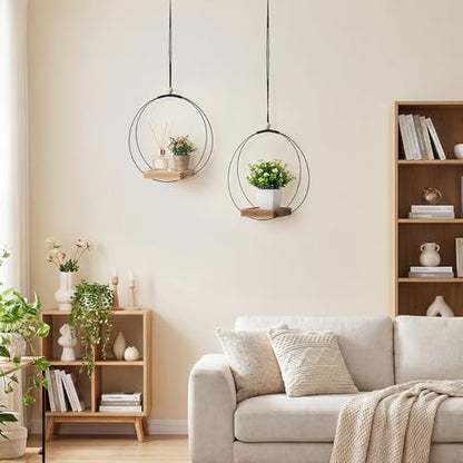 3 Packs 12 Inch Hanging Planters for Indoor Plants with Wood Base Plant Hanger Indoor Black Macrame Plant Hanger for 3 to 5.5 Inch Pot Hanging Planter for Window Wall Ceiling Home Decor