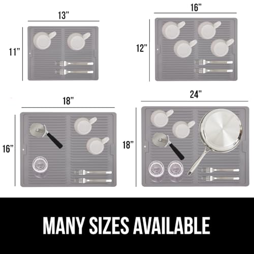 GORILLA GRIP Patented BPA-Free Silicone Dish Drying Mat, 18x16, Gray - color: Gray, size: 18" x 16", style: Silicone