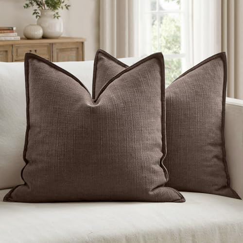 MIULEE Thick Textured Decorative Throw Pillow Covers 18x18 Inch Dark Brown - color: Dark Brown, size: 18" x 18" (Pack of 2)