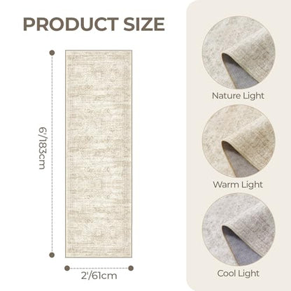 2x6 Runner Rug Non Slip,Washable Hallway Runner Rug,Beige - color: Beige/Ivory, size: 2' x 6' (Runner)