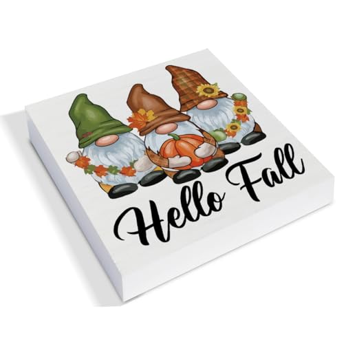 Fall Wall Decor Autumn Decorations Fall Gnomes Wooden Sign Farmhouse Home Decor Indoor for Desk Table Shelf 5 X 5 Inches - color: HF