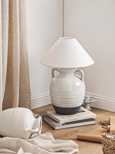 Large White Ceramic Vase with 2 Handles, 11.3 Inch, Farmhouse Rustic - color: Winnie - Aurora White, size: L(10.8"-11.8")