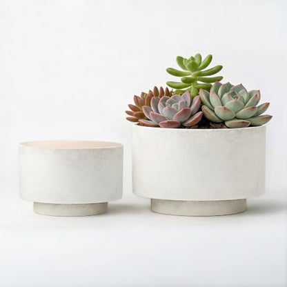 Succulent Pots, 8"+6" Plant Pots, Ceramic Planters for Indoor Plants - color: White