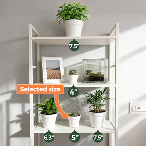 T4U Small Plant Pots 5 Inch 8 Pack, Plastic Indoor Flower Pots Saucer White - color: White, size: 5 inch
