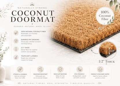 Welcome Coir 도어 매트 외부 및 실내 입구, 현관 야외 매트, 웰컴 홈 데코, 다채로운 야외 코이어 도어매트 현관 파티오 - 고양이 디자인, 스몰 40.6 x 61cm(16 x 24인치) - color: 고양이 디자인, size: 1'4" x 2' (Rectangular)
