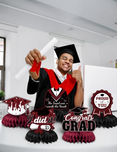 Graduation Table Decorations, Graduation Centerpieces for Tables - style: Maroon Gold Graduation