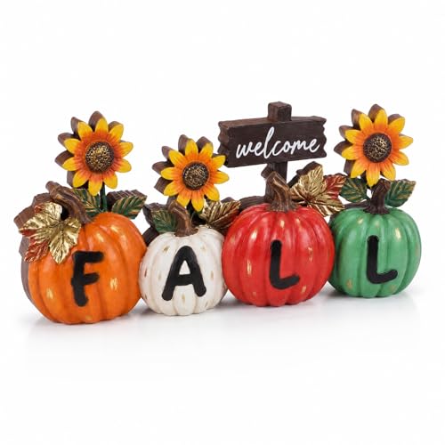 Amyhill Fall Decorations for Home Wooden Pumpkin with Sunflower Table Sign - style: Fall