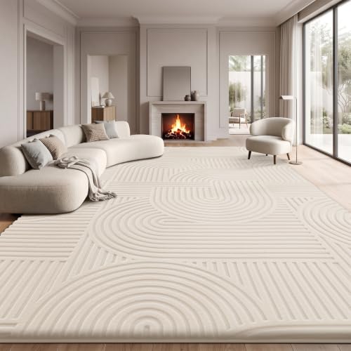 Sour Lemon 10x14 Area Rugs for Living Room Bedroom, White Rug Large Carpet - color: Milky White, size: 10' x 14' (Rectangular)