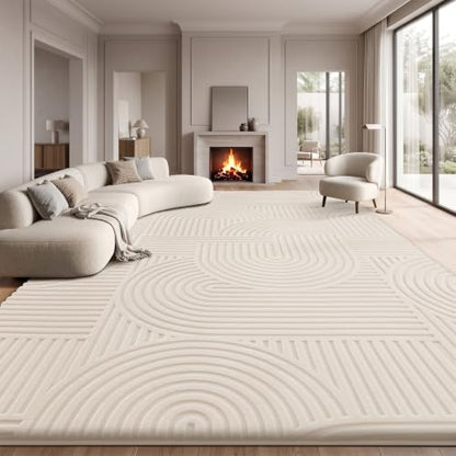 Sour Lemon 10x14 Area Rugs for Living Room Bedroom, White Rug Large Carpet - color: Milky White, size: 10' x 14' (Rectangular)