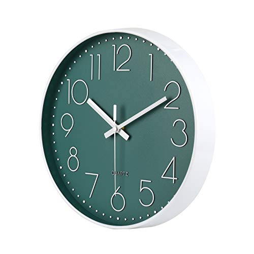 jomparis 12 Inch Silent Non-Ticking Battery Operated Round Wall Clock Easy to Read Peacock Color Wall Clocks - color: 1 Pack - Peacock, size: 12 Inch