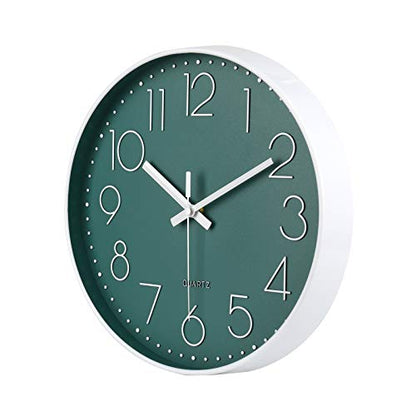 jomparis 12 Inch Silent Non-Ticking Battery Operated Round Wall Clock Easy to Read Peacock Color Wall Clocks - color: 1 Pack - Peacock, size: 12 Inch