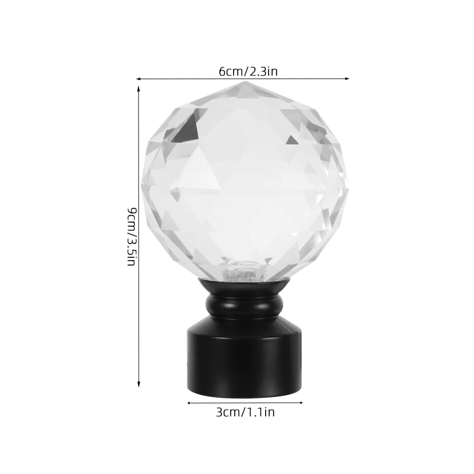 Unomor Black Iron Curtain Rod Decorative Head Plug Ball Finials for Curtain Rod Ends Window Treatment Hardware 3.54X2.36X1.18In