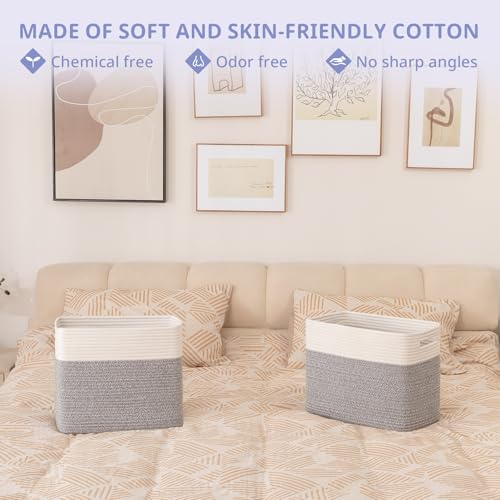 OIAHOMY 2 PACK Tall Storage baskets 42L Blanket Basket Living Room Grey - color: Grey, size: 16.5" x 13" x 12"