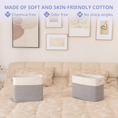OIAHOMY 2 PACK Tall Storage baskets 42L Blanket Basket Living Room Grey - color: Grey, size: 16.5" x 13" x 12"