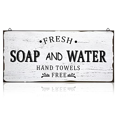 Jetec Farmhouse Bathroom Decor Fresh Soap and Water Sign, Classic - style: Classic