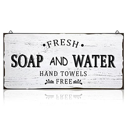 Jetec Farmhouse Bathroom Decor Fresh Soap and Water Sign, Classic - style: Classic