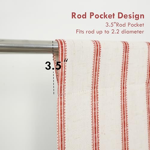 DriftAway Farmhouse Double Layer Linen Blackout Tie Up Curtains Thermal Insulated Vertical Striped Fully Lined Balloon Roman Shade Bathroom Window Adjustable Rod Pocket 25 Inch by 47 Inch Red - color: Red, size: 25"W x 47"L (Pack of 1)