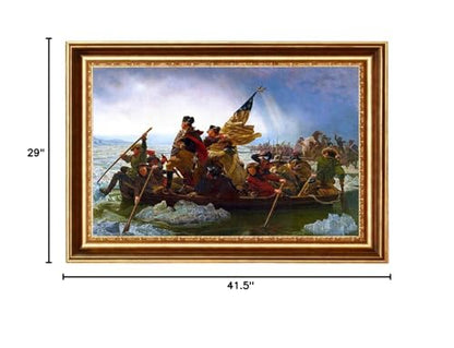 ELITEART- Washington Crossing the Delaware By Emanuel Gottlieb Leutze Oil Painting Reproduction Giclee Wall Art Canvas Prints-Framed Size:29" x 41 1/2" - color: Framed(SF801), size: 41.5"L x 29"W