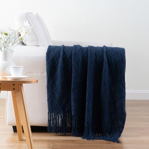 BATTILO HOME Navy Blue Throw Blanket for Couch, 52"x80" - color: Navy, size: 52 x 80 in.