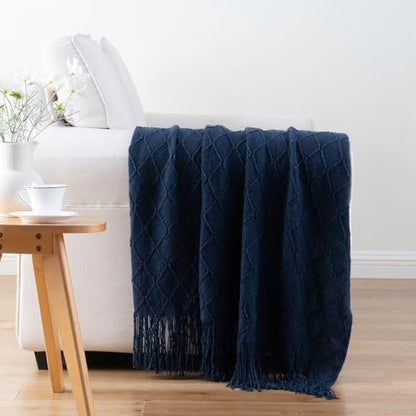 BATTILO HOME Navy Blue Throw Blanket for Couch, 52"x80" - color: Navy, size: 52 x 80 in.