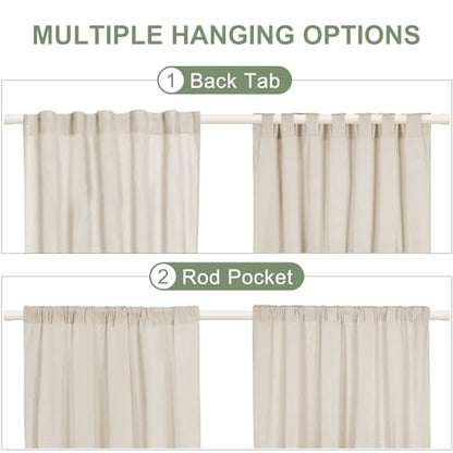 ASPMIZ Cotton Linen Farmhouse Curtains Boho Rustic Button Curtain, Linen Window Curtain Panels Green Stripe Country Curtains for Living Room Bedroom, Back Tab Window Drapes, 52 x 84 Inch, 2 Panels - color: Beige&green, size: 52"W x 84"L (Pack of 2)