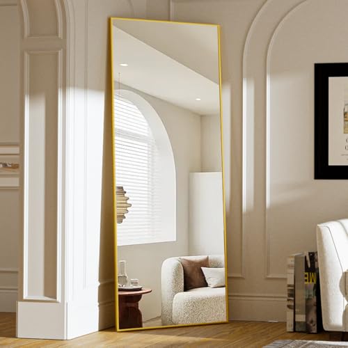 Koonmi 64"x21" Floor Mirror Full Length, Large Gold Mirror - color: Gold, size: 64"L x 21"W