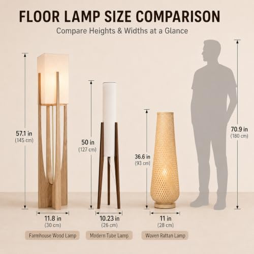 Farmhouse Style Floor Lamp,57 Inch,for Living Room - color: Large Natural Wood