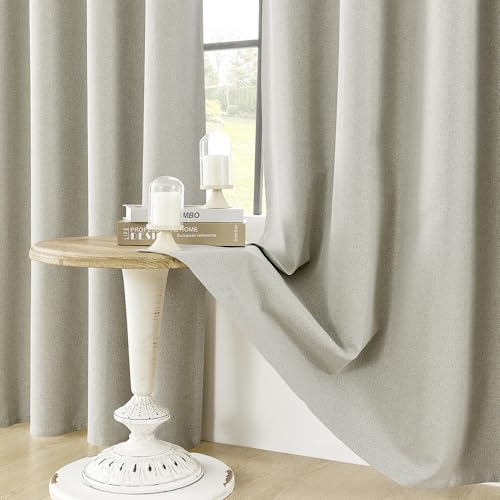 ChrisDowa Greyish Beige Blackout Curtains 45 Inches 2 Panels for Bedroom - color: Greyish Beige, size: 52"W x 45"L (Pack of 2)
