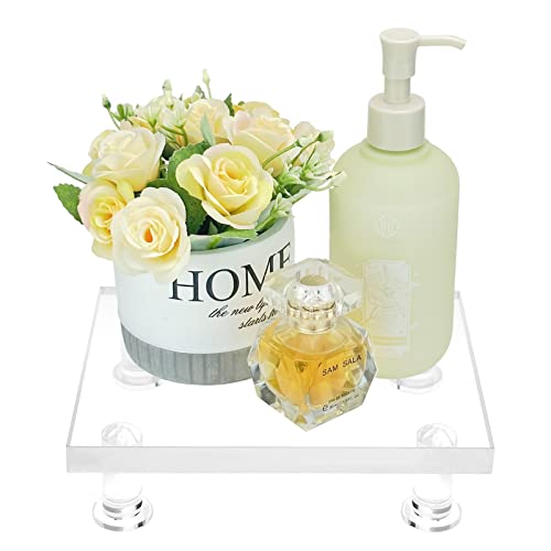 Acrylic Pedestal Tray Stand Riser for Bathroom Kitchen countertop, Clear Display Base Home Decor
