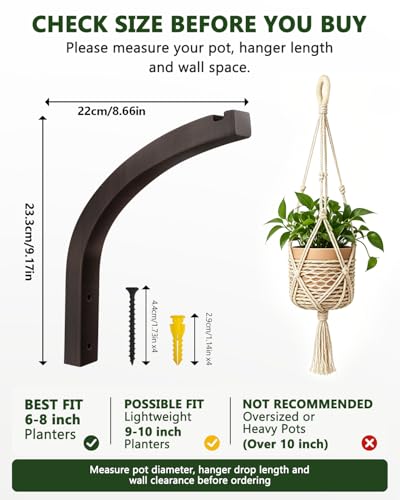 Stylish Wooden Plant Hanger – 2 Pack, 8-Inch Indoor/Outdoor Wall Hooks for Hanging Planters, Flower Pots, Lanterns, and Wind Chimes – Premium Beech Wood Home Decor - style: 6-Arc Style(2Pack)