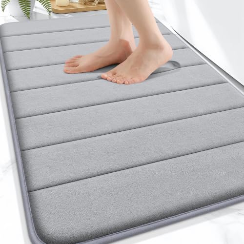 OLANLY Memory Foam Bath Mat 30x20, Super Soft and Absorbent Bathroom Rugs - color: Grey, size: 30" X 20"