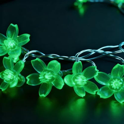 USB & Battery Lighted 10ft 30 LED Green Flower St. Patrick's Day Decoration - color: Green