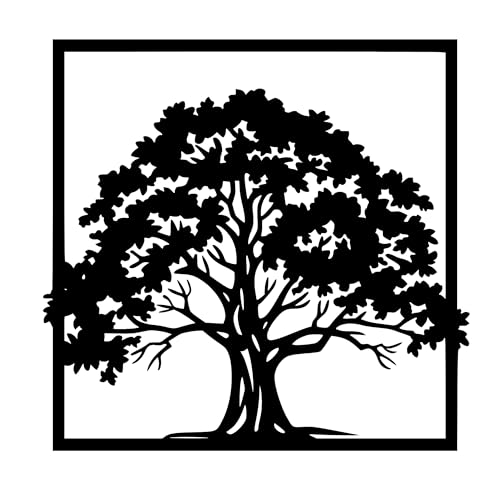 Tree of Life Metal Wall Art Decor | 17'' x 17'' x 0.05'' Tree Art Themed Wall Decorations | Handmade Indoor and Outdoor Wall Art (Tree, Black) - size: 17'' x 17'', style: Tree of life