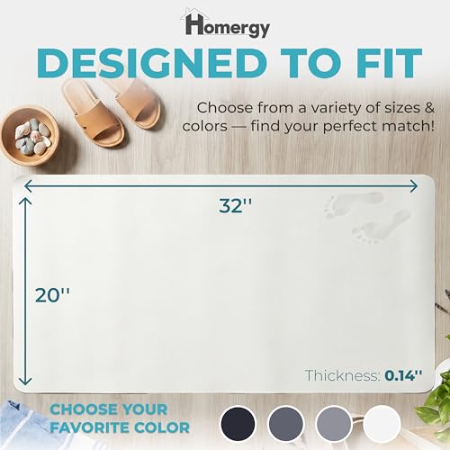 Homergy Bath Mat for Bathroom Non Slip, Quick Dry, 20x32 in, White - color: White, size: 20" x 32"